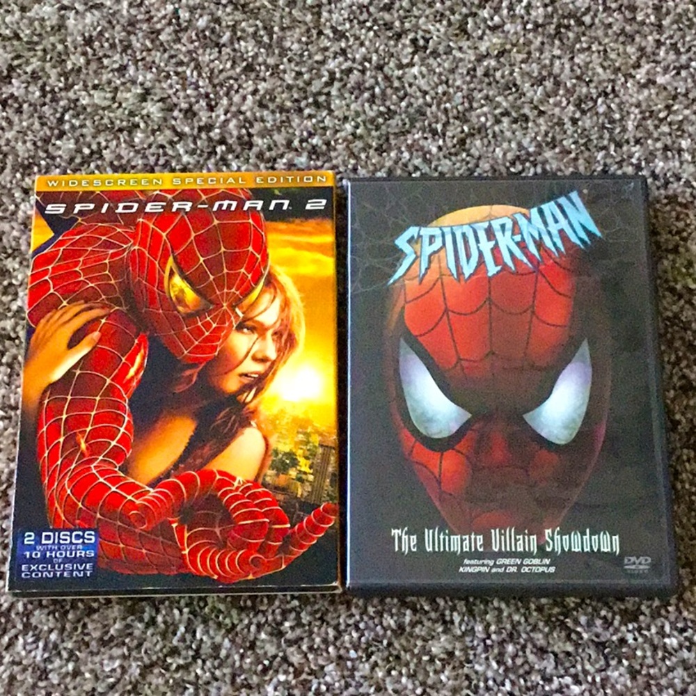 2 DVDs bundle;Spider-Man II DVD, Spider-Man The ultimate villain showdown DVD
